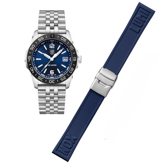 RELÓGIO LUMINOX PACIFIC DIVER (COMBO COM 2 PULSEIRAS - AÇO INOX + BORRACHA AZUL) 39 MM CÓD.3123M.SET.1